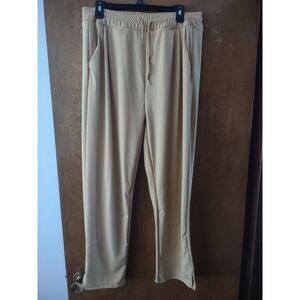 Women's Khaki Pull-On Dress Ankle Pants, Size-L